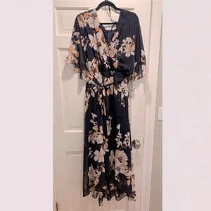 Floral faux-wrap dress
